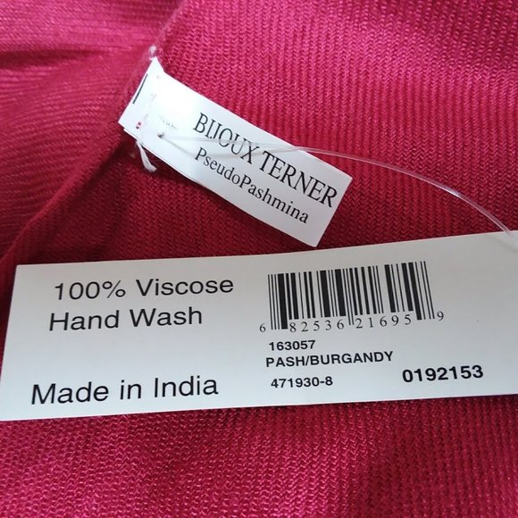 Bijoux Terner Pashmina Style Shawl Burgandy 76" - Picture 2 of 2